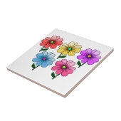 5 kleuren bloemen ontwerp tegeltje (Zijkant)