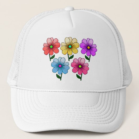 5 kleuren bloemen ontwerp trucker pet (Voorkant)