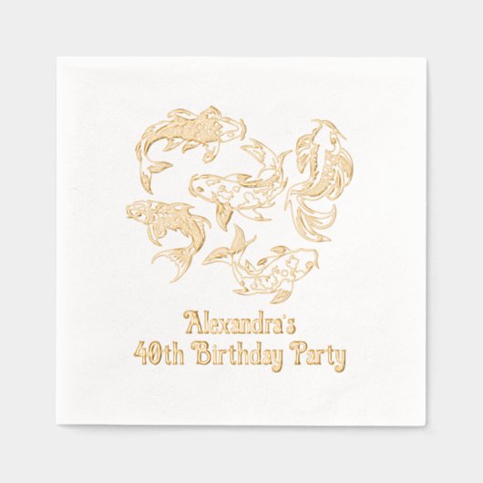 5 Koi Fish Karp #2 Elke Verjaardag Folie Servetten (Voorkant)