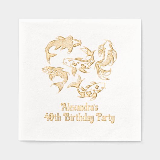 5 Koi Fish Karp Elke Verjaardag Folie Servetten (Voorkant)