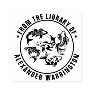 5 Koi Vis Karp Bibliotheek Boek Naam Zelfinktende Stempel