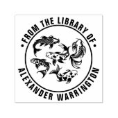 5 Koi Vissen Karp Bibliotheek Boek Naam Zelfinktende Stempel (Design)