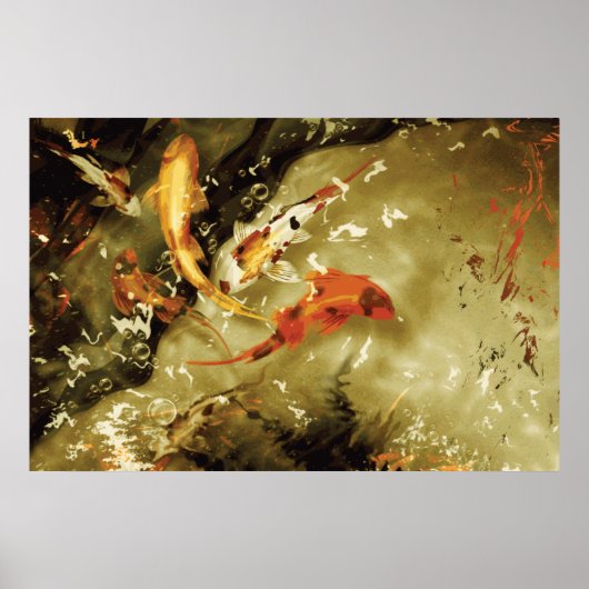5 kois in a pond - Giant Koi Poster (Voorkant)