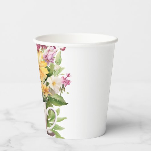 5 kopjes bloem papieren bekers (Achterkant)