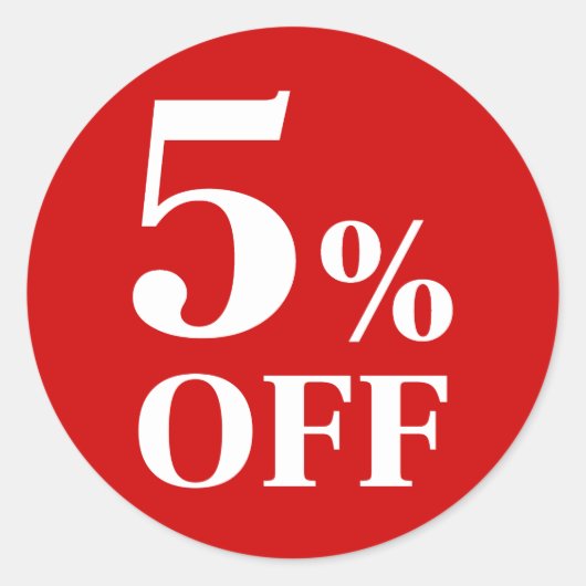 5% KORTING Rode Achtergrond Klassieke Ronde Sticke Sticker (Voorkant)