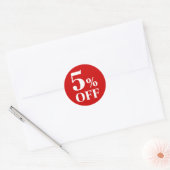 5% KORTING Rode Achtergrond Klassieke Ronde Sticke Sticker (Envelop)