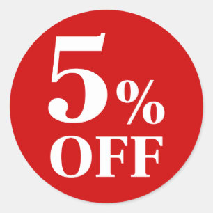 5% KORTING Rode Achtergrond Klassieke Ronde Sticke Sticker