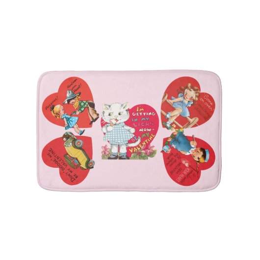 5 Kute  Valentijnsdag Retro Love Hearts Badmat (Voorkant)