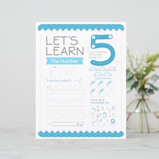 5 Learn To Draw Number 5 Teacher Home Schooling  (Staand voorkant)