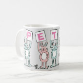 5 Letter-naam met Fun Rabbits Coffee-Mok Koffiemok (Voorkant links)