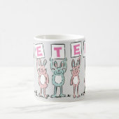 5 Letter-naam met Fun Rabbits Coffee-Mok Koffiemok (Center)