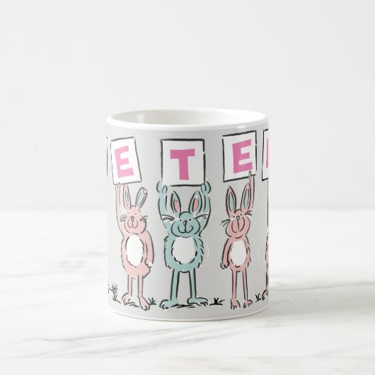 5 Letter-naam met Fun Rabbits Coffee-Mok Koffiemok (Center)
