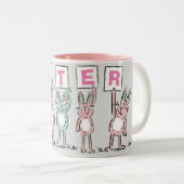 5 Letter-naam met Fun Rabbits tweetone koffie-Mok Tweekleurige Koffiemok (Voorkant rechts)