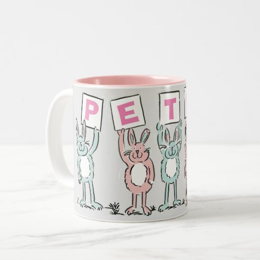 5 Letter-naam met Fun Rabbits tweetone koffie-Mok Tweekleurige Koffiemok (Voorkant links)