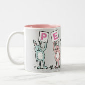 5 Letter-naam met Fun Rabbits tweetone koffie-Mok Tweekleurige Koffiemok (Links)
