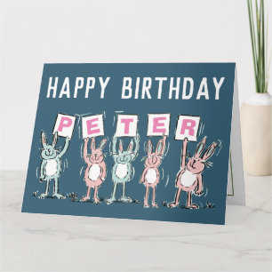 5 Letterbenaming Happy Birthday Rabbits Kaart