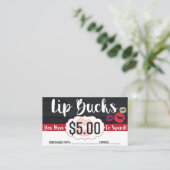 $5 Lip Bucks Kortingskaartje (Staand voorkant)