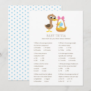 5 Little Ducks Baby Trivia   Boy Baby shower Kaart