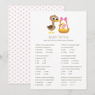 5 Little Ducks Baby Trivia   Meisje Baby shower Kaart