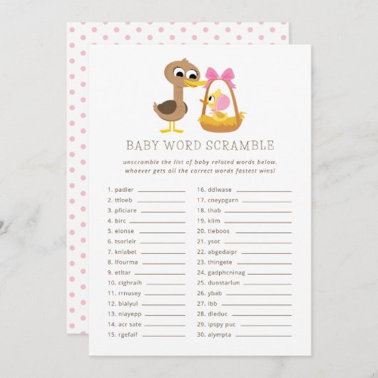 5 Little Ducks Baby Trivia | Word Scramble Kaart (Voorkant / Achterkant)