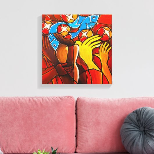 5 Loaves 2 Vissen Canvas Print (Insitu (Woonkamer))