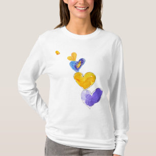 5 Love Hearts Tower Paars Yel Blue T-shirt