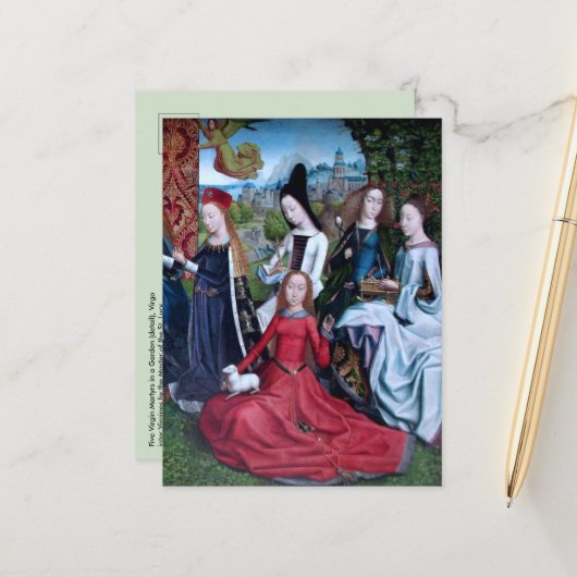 5 Maagd Martelaren in een tuin (Rechterhelft: M 07 Briefkaart (Voorkant / Achterkant in situ)