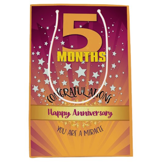 5 maanden herstel Jubileum vetgetal Medium Cadeauzakje (Voorkant)