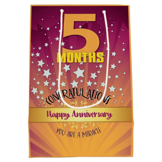 5 maanden herstel Jubileum vetgetal Medium Cadeauzakje (Achterkant)