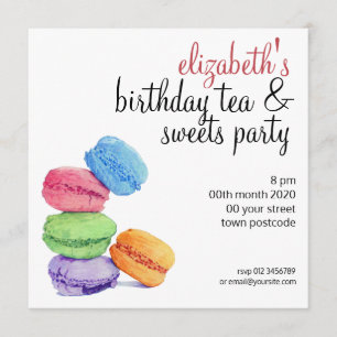 5 Macarons aanpasbare Birthday-uitnodiging Kaart