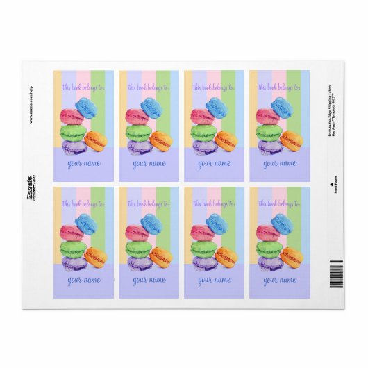 5 Macarons Bookplate Label (Full Sheet)