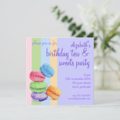 5 Macarons stripes Birthday Invitation Kaart (Staand voorkant)
