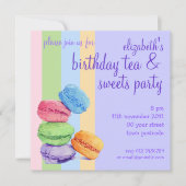 5 Macarons stripes Birthday Invitation Kaart (Voorkant)