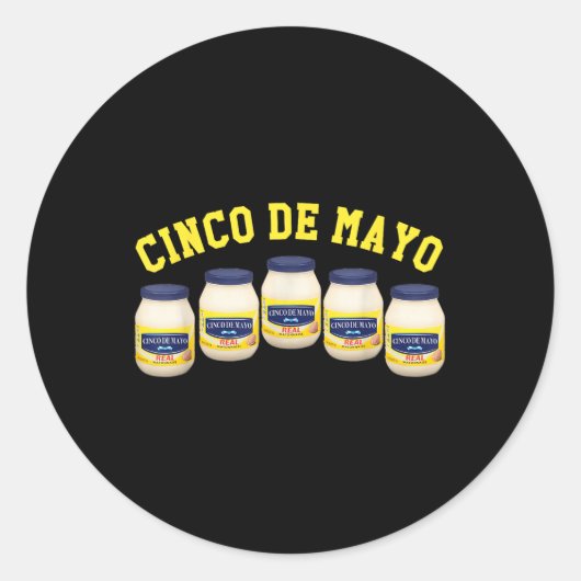5 Mayonnaise Jars Funny Cinco De Mayo Ronde Sticker (Voorkant)