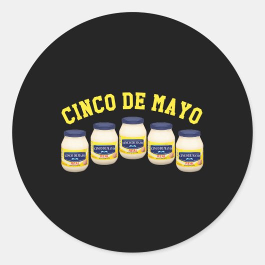 5 Mayonnaise Jars Funny Cinco De Mayo Ronde Sticker (Voorkant)