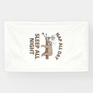 5 Meer Minuten Grappig Luiaard Shirt Slaap Sluimer Spandoek