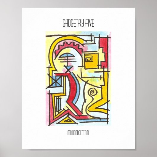 5-moderne Bauhaus geometrische Waterverf Poster (Voorkant)