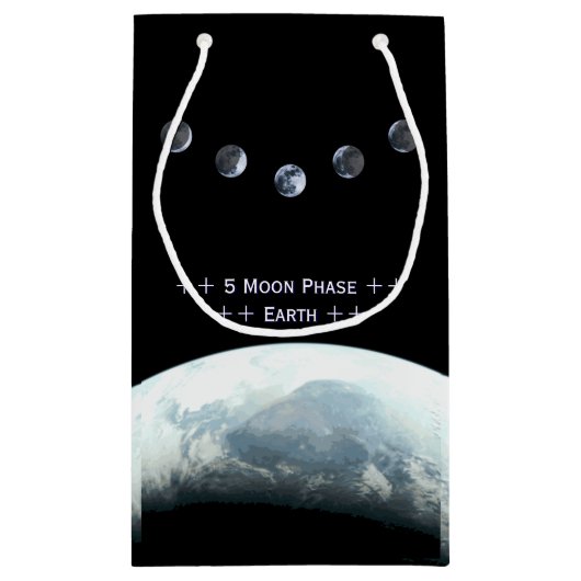 5 Moon Phase Earth in Space Klein Cadeauzakje (Achterkant)