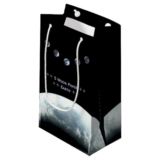 5 Moon Phase Earth in Space Klein Cadeauzakje (Voorkant Gekanteld)