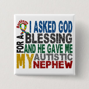 5 NEPHEW-autisme T-shirts en kleding Vierkante Button 5,1 Cm