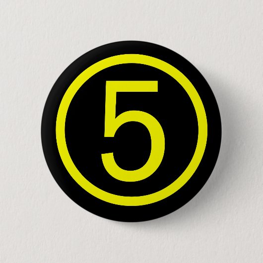 5 - Nummer vijf Ronde Button 5,7 Cm (Voorkant)