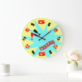 5 O'Clock Cheers Wall Clock (blauw en geel) Grote Klok (Huis)