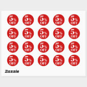 5% OFF Rood Achtergrond Klassieke Ronde Sticker (Vel)