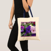 5 Paarse lavender Blue Pansies Tote Bag (Voorkant (product))