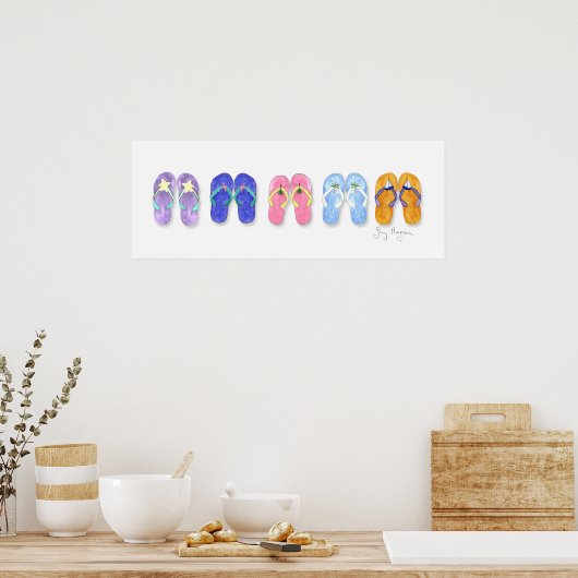 5 paren Teenslippers Posters en Prints (Keuken)