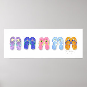 5 paren Teenslippers Posters en Prints