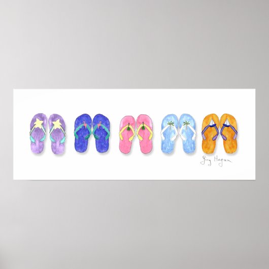 5 paren Teenslippers Posters en Prints (Voorkant)