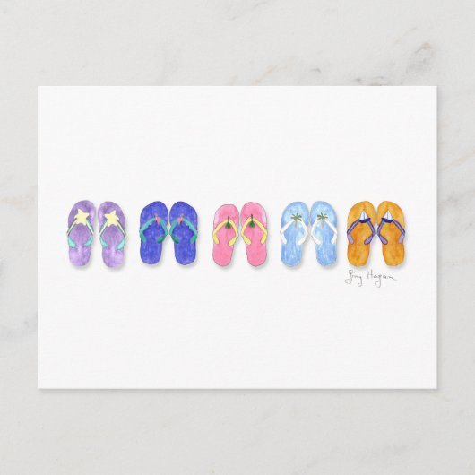 5 paren van het Briefkaart van het Teenslipper (Voorkant)