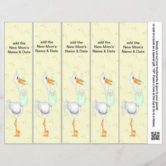 5 per blad bladwijzer gunsten voor baby shower fee flyer (Voorkant)