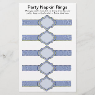 5 per vel Blauw lint papieren servet ringen Flyer